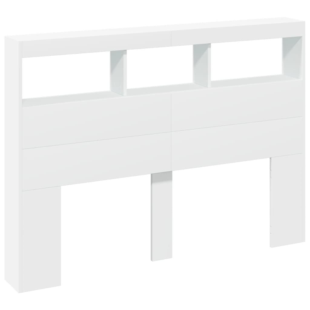 vidaXL Zagłówek z półkami i oświetleniem LED, biały, 140x17x102 cm