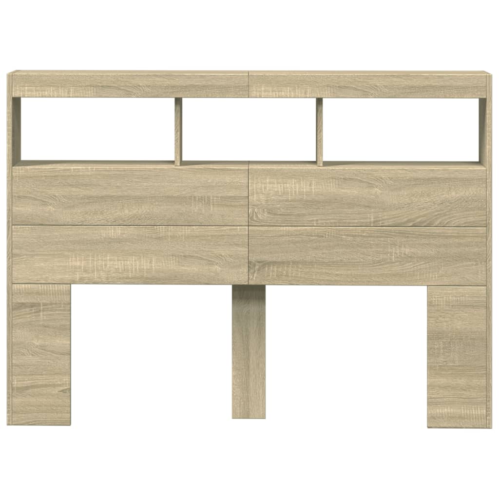 vidaXL Zagłówek z półkami i oświetleniem LED, dąb sonoma, 140x17x102cm