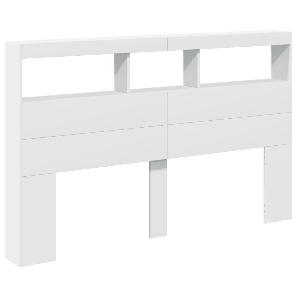 vidaXL Zagłówek z półkami i oświetleniem LED, biały, 160x17x102 cm