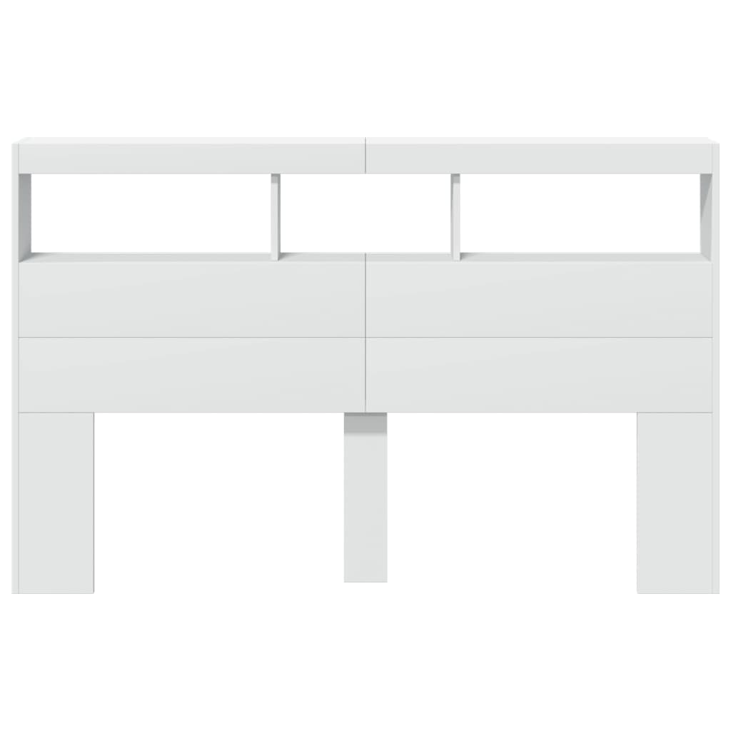 vidaXL Zagłówek z półkami i oświetleniem LED, biały, 160x17x102 cm