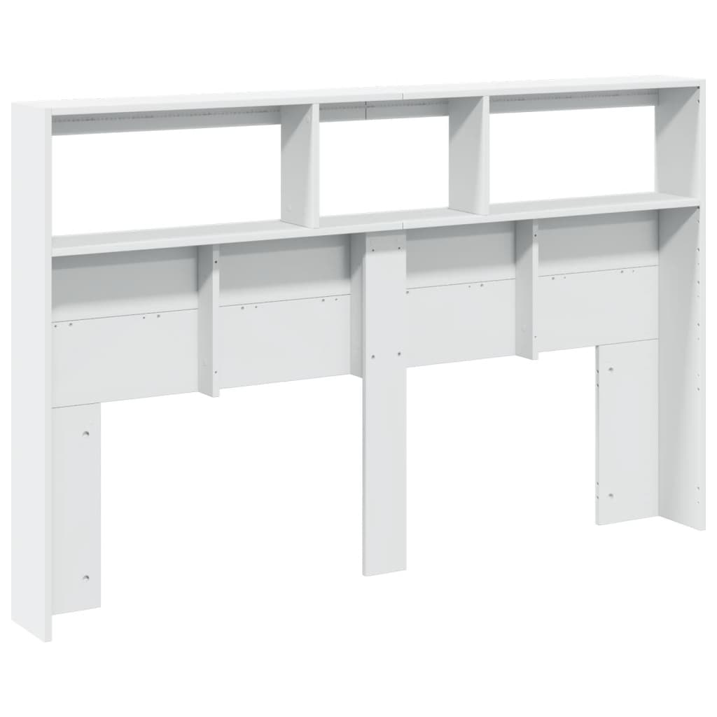 vidaXL Zagłówek z półkami i oświetleniem LED, biały, 160x17x102 cm