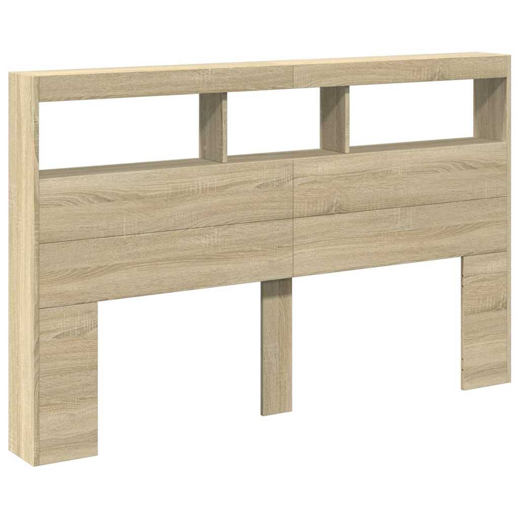 vidaXL Zagłówek z półkami i oświetleniem LED, dąb sonoma, 160x17x102cm