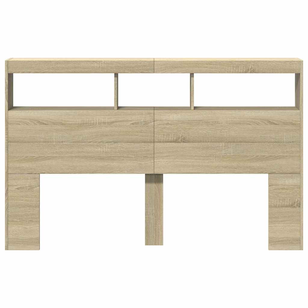 vidaXL Zagłówek z półkami i oświetleniem LED, dąb sonoma, 160x17x102cm