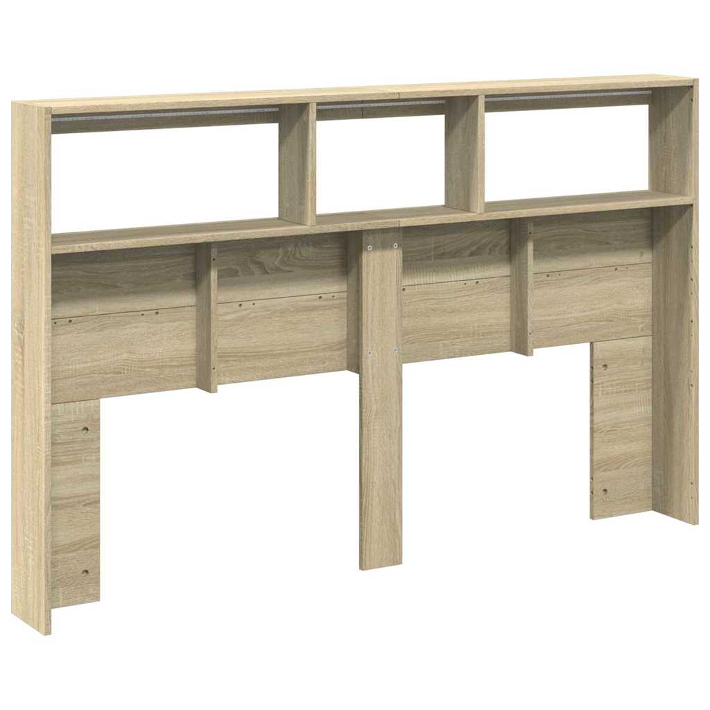 vidaXL Zagłówek z półkami i oświetleniem LED, dąb sonoma, 160x17x102cm