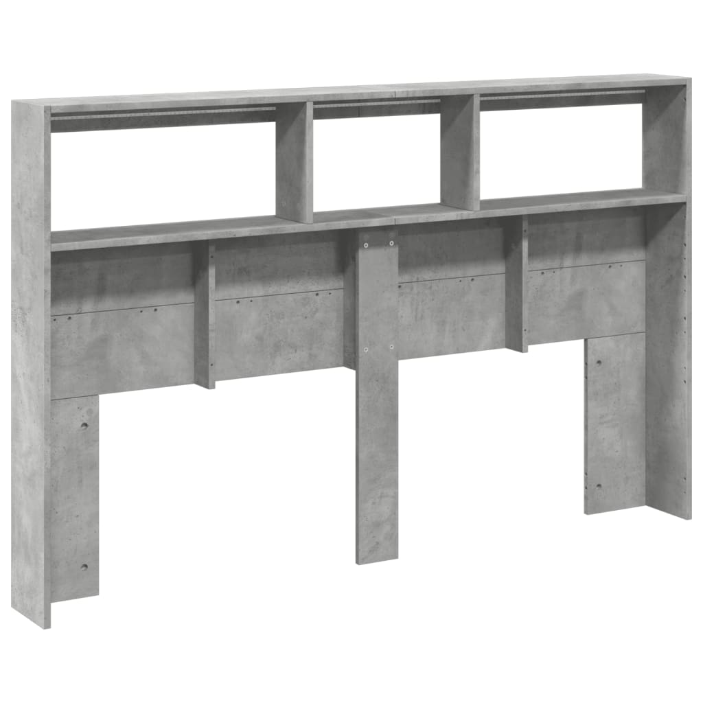 vidaXL Zagłówek z półkami i LED, szarość betonu, 160x17x102 cm