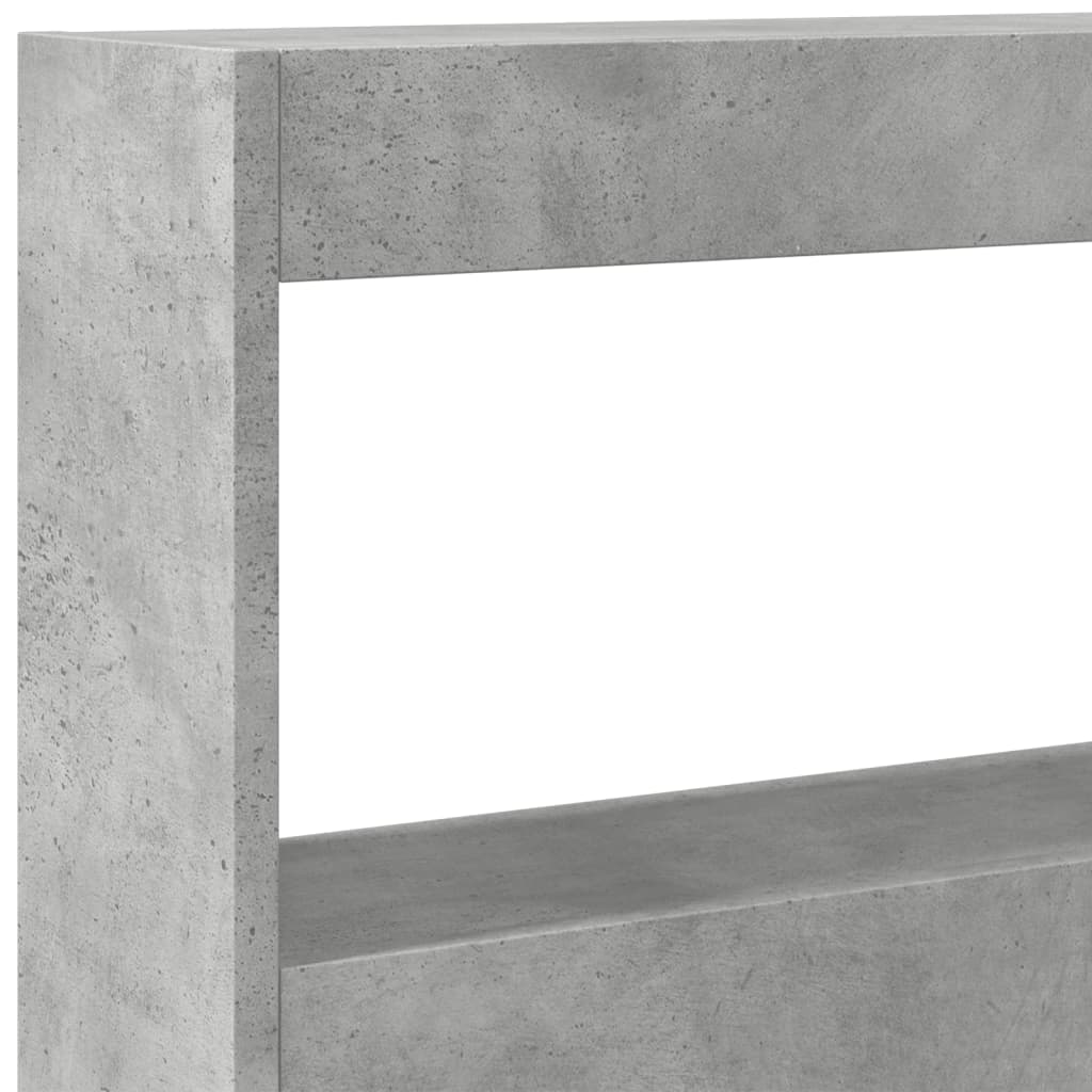 vidaXL Zagłówek z półkami i LED, szarość betonu, 160x17x102 cm