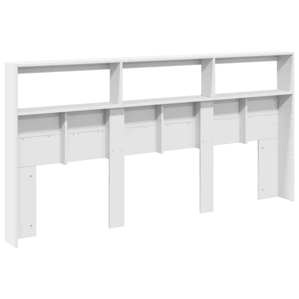vidaXL Zagłówek z półkami i oświetleniem LED, biały, 200x17x102 cm