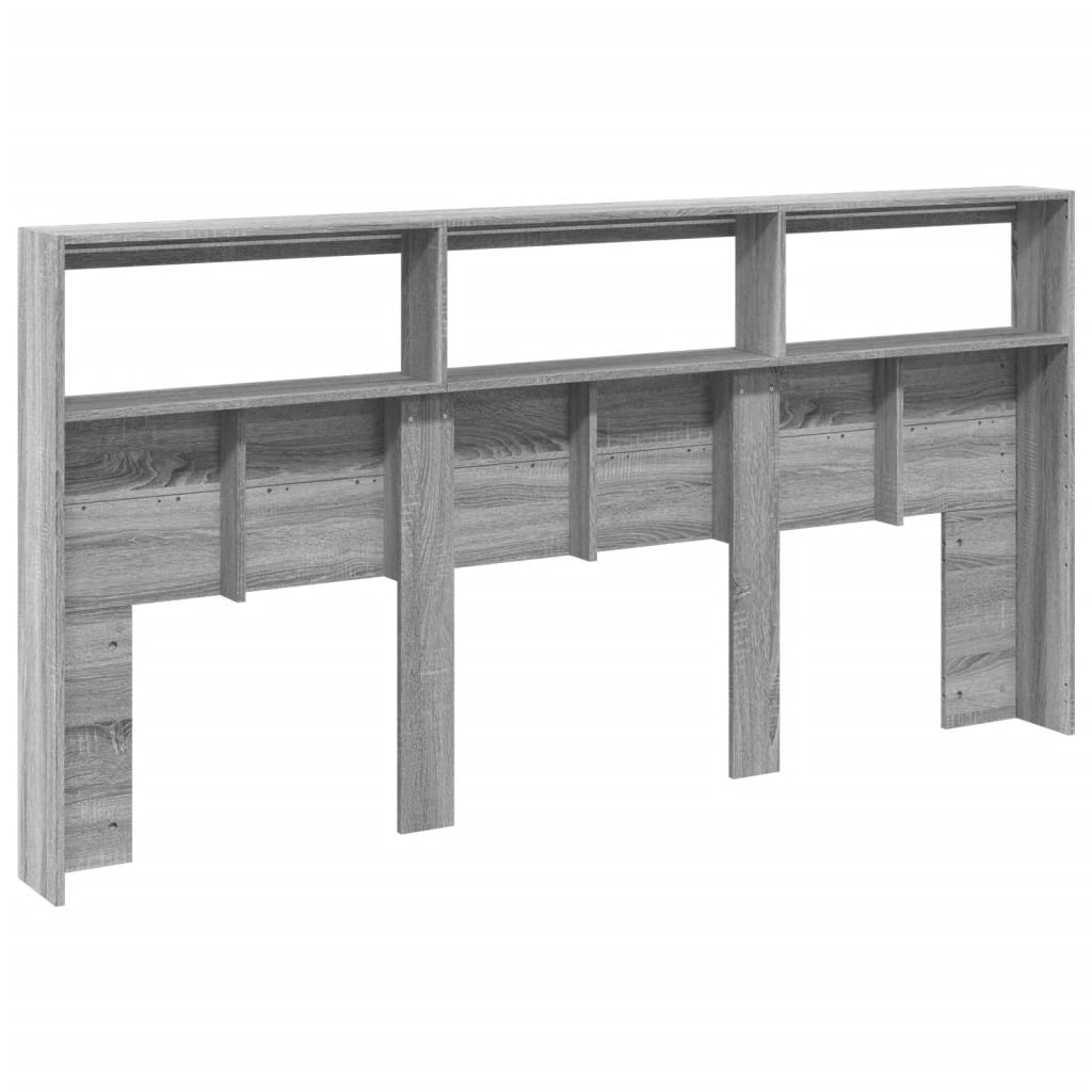 vidaXL Zagłówek z półkami i LED, szary dąb sonoma, 200x17x102 cm