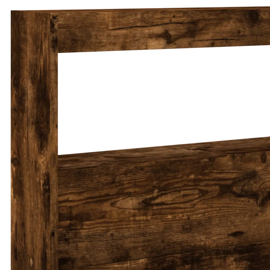 vidaXL Zagłówek z półkami i LED, przydymiony dąb, 220x17x102 cm