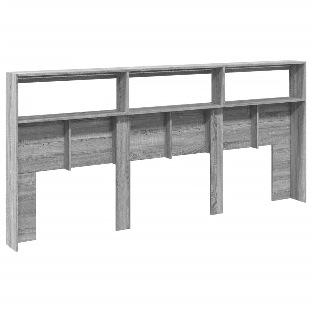 vidaXL Zagłówek z półkami i LED, szary dąb sonoma, 220x17x102 cm