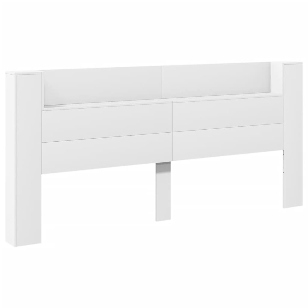 vidaXL Zagłówek z półką i oświetleniem LED, biały, 220x16,5x103,5 cm