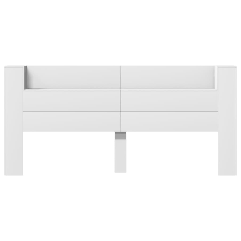 vidaXL Zagłówek z półką i oświetleniem LED, biały, 220x16,5x103,5 cm