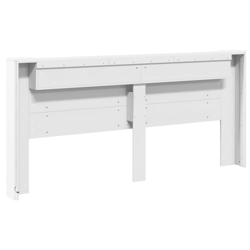 vidaXL Zagłówek z półką i oświetleniem LED, biały, 220x16,5x103,5 cm