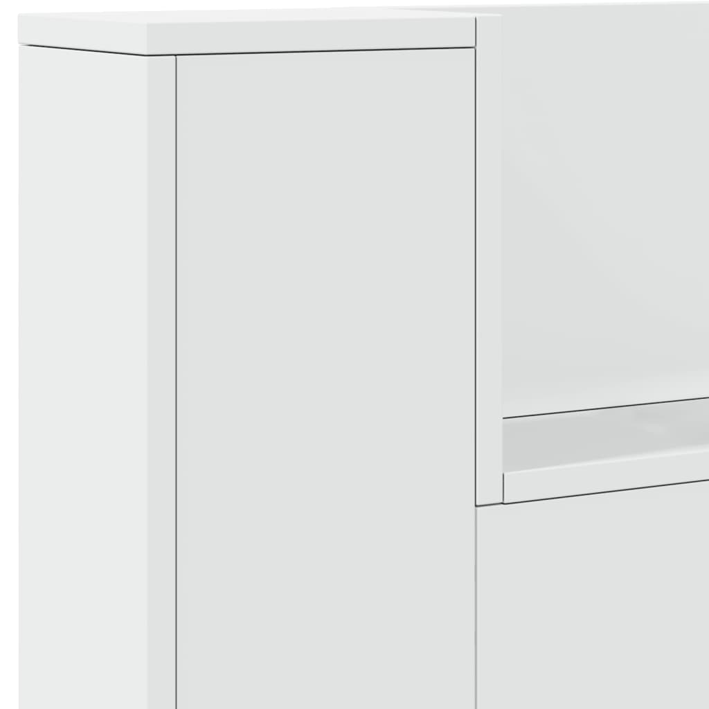 vidaXL Zagłówek z półką i oświetleniem LED, biały, 220x16,5x103,5 cm