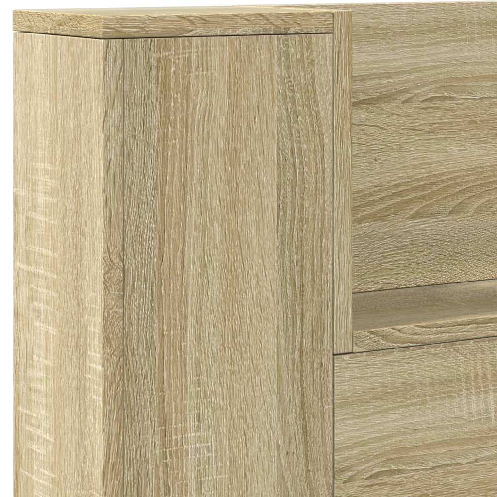 vidaXL Zagłówek z półką i LED, dąb sonoma, 220x16,5x103,5 cm