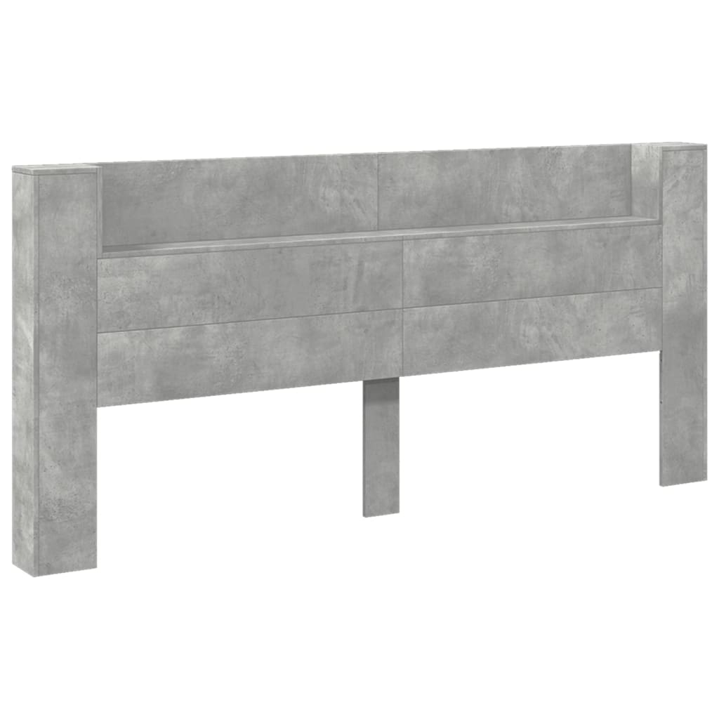 vidaXL Zagłówek z półką i LED, szarość betonu, 220x16,5x103,5 cm