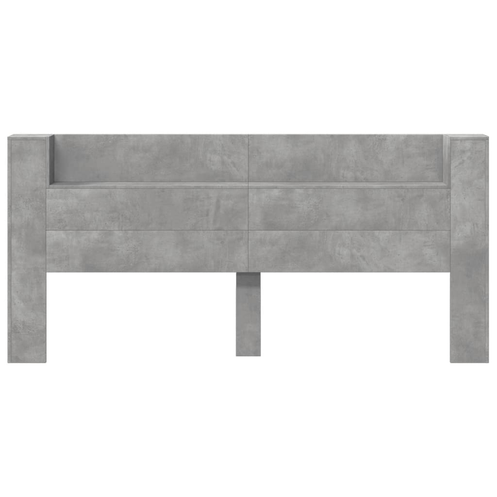 vidaXL Zagłówek z półką i LED, szarość betonu, 220x16,5x103,5 cm