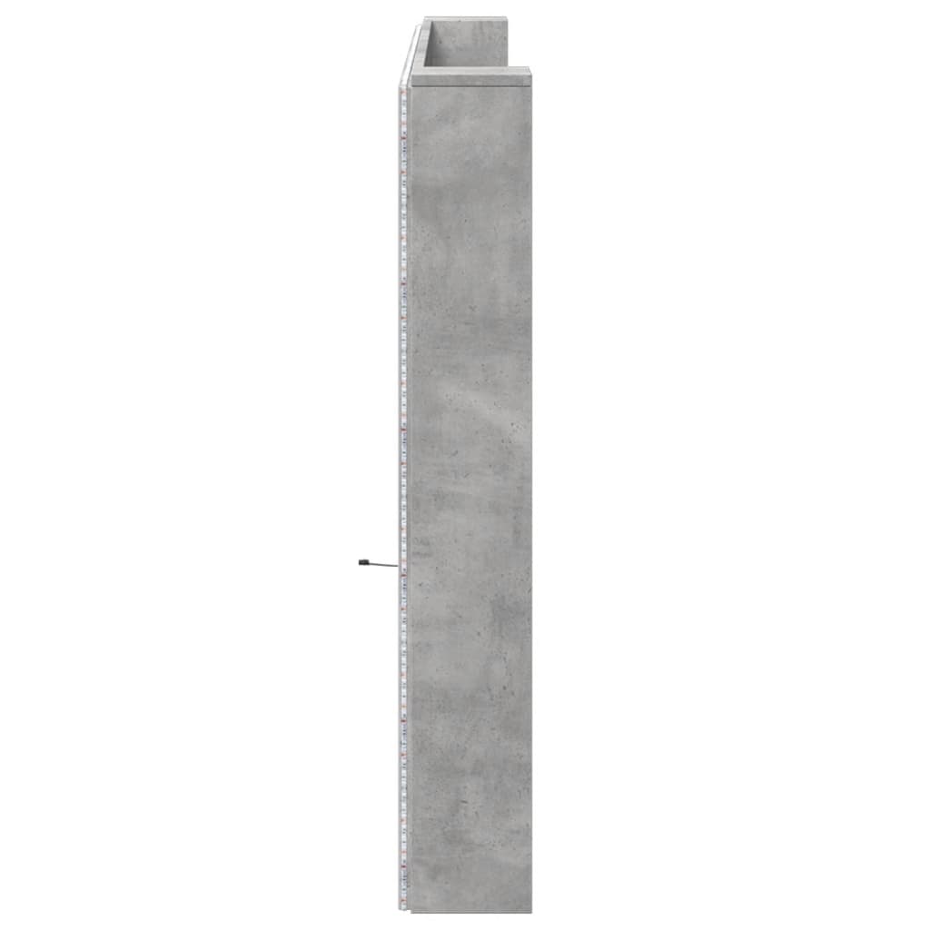vidaXL Zagłówek z półką i LED, szarość betonu, 220x16,5x103,5 cm
