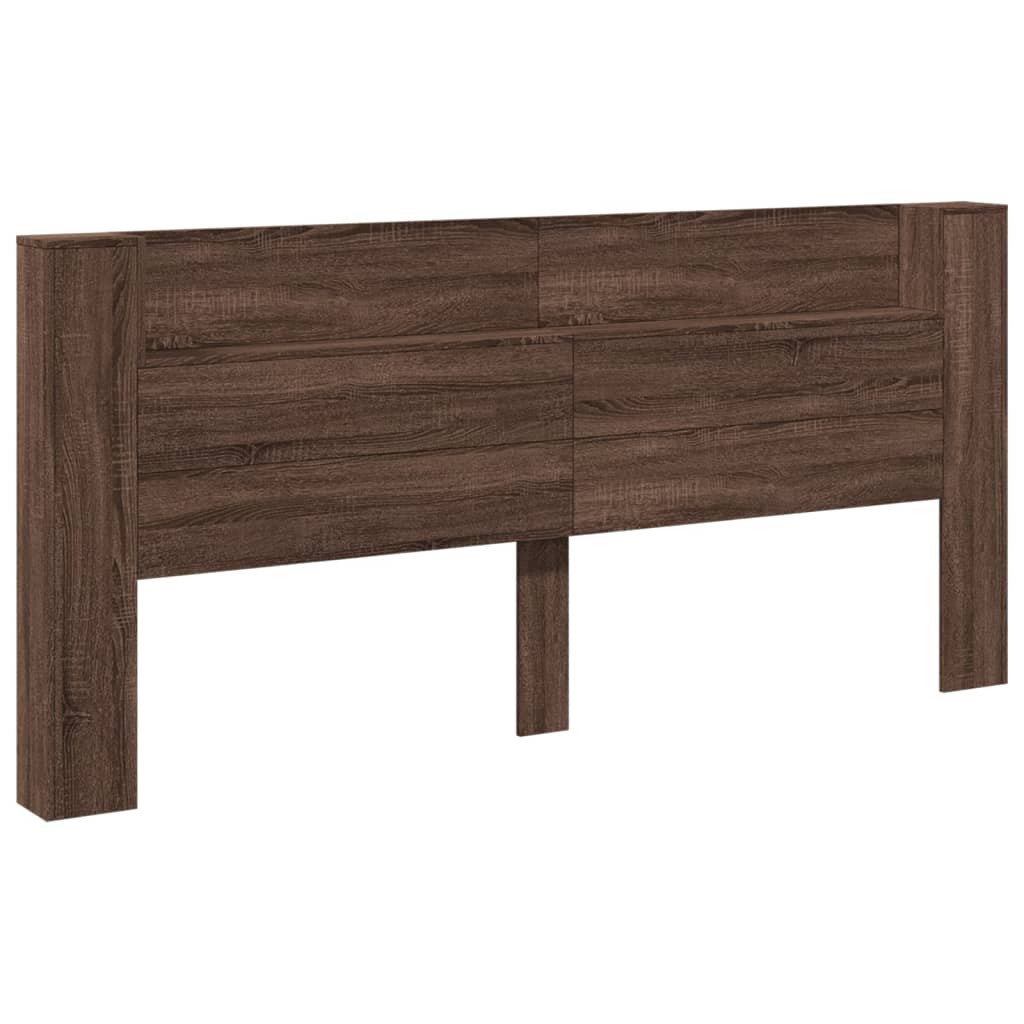vidaXL Zagłówek z półką i LED, brązowy dąb, 220x16,5x103,5 cm