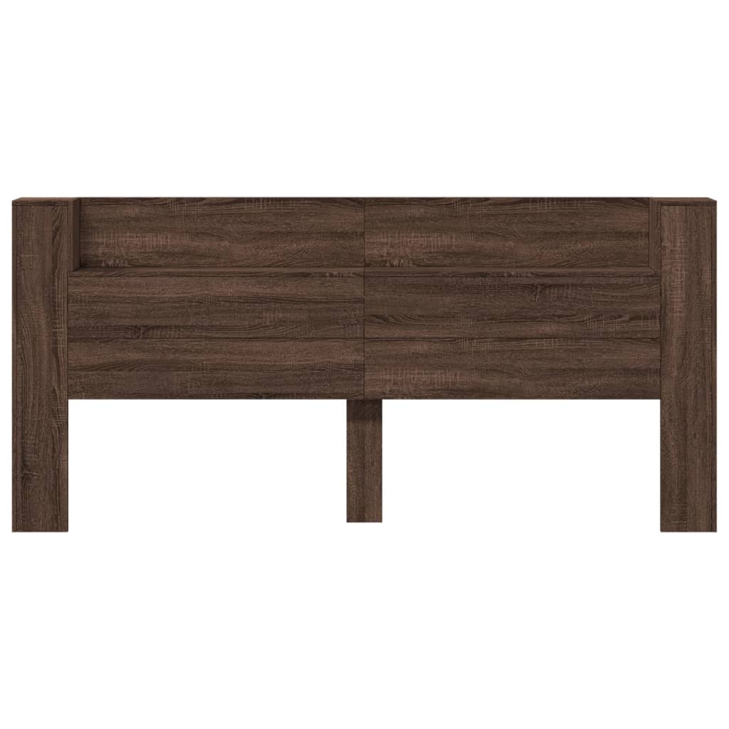 vidaXL Zagłówek z półką i LED, brązowy dąb, 220x16,5x103,5 cm