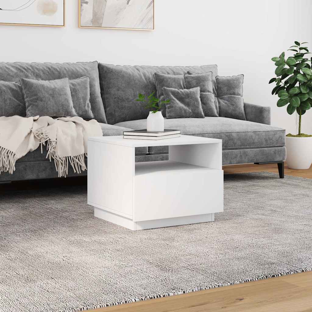 vidaXL Stolik kawowy z oświetleniem LED, biały, 50x49x40 cm