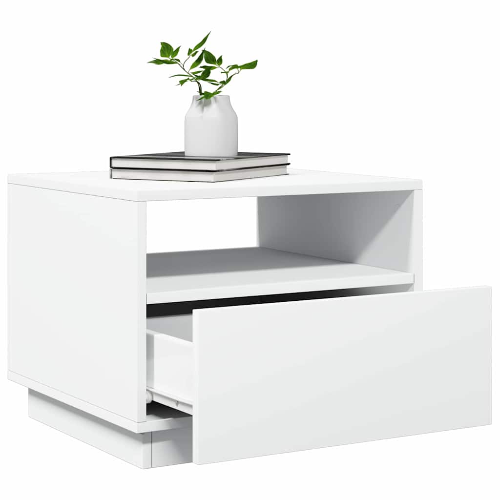 vidaXL Stolik kawowy z oświetleniem LED, biały, 50x49x40 cm