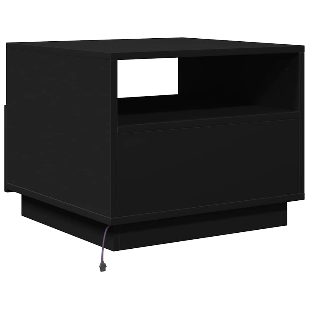 vidaXL Stolik kawowy z oświetleniem LED, czarny, 50x49x40 cm