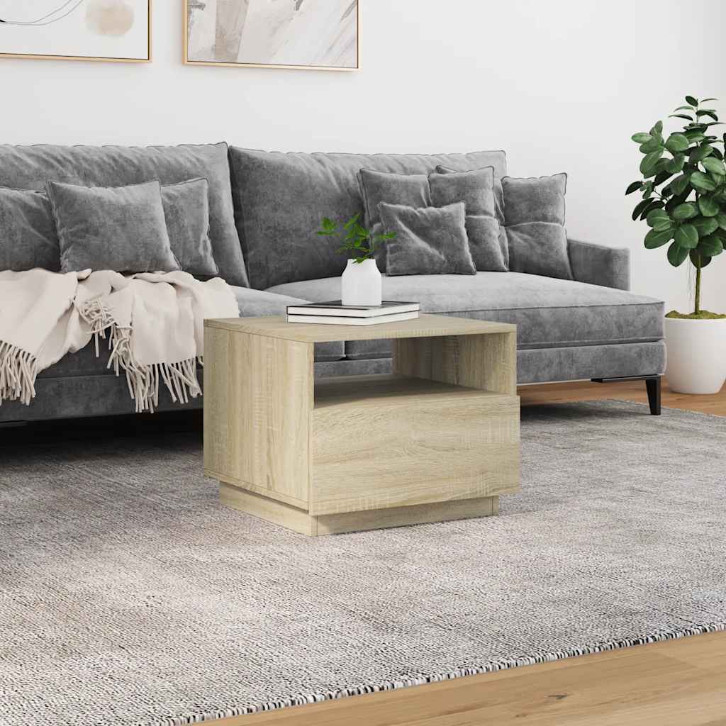 vidaXL Stolik kawowy z podświetleniem LED, dąb sonoma, 50x49x40 cm