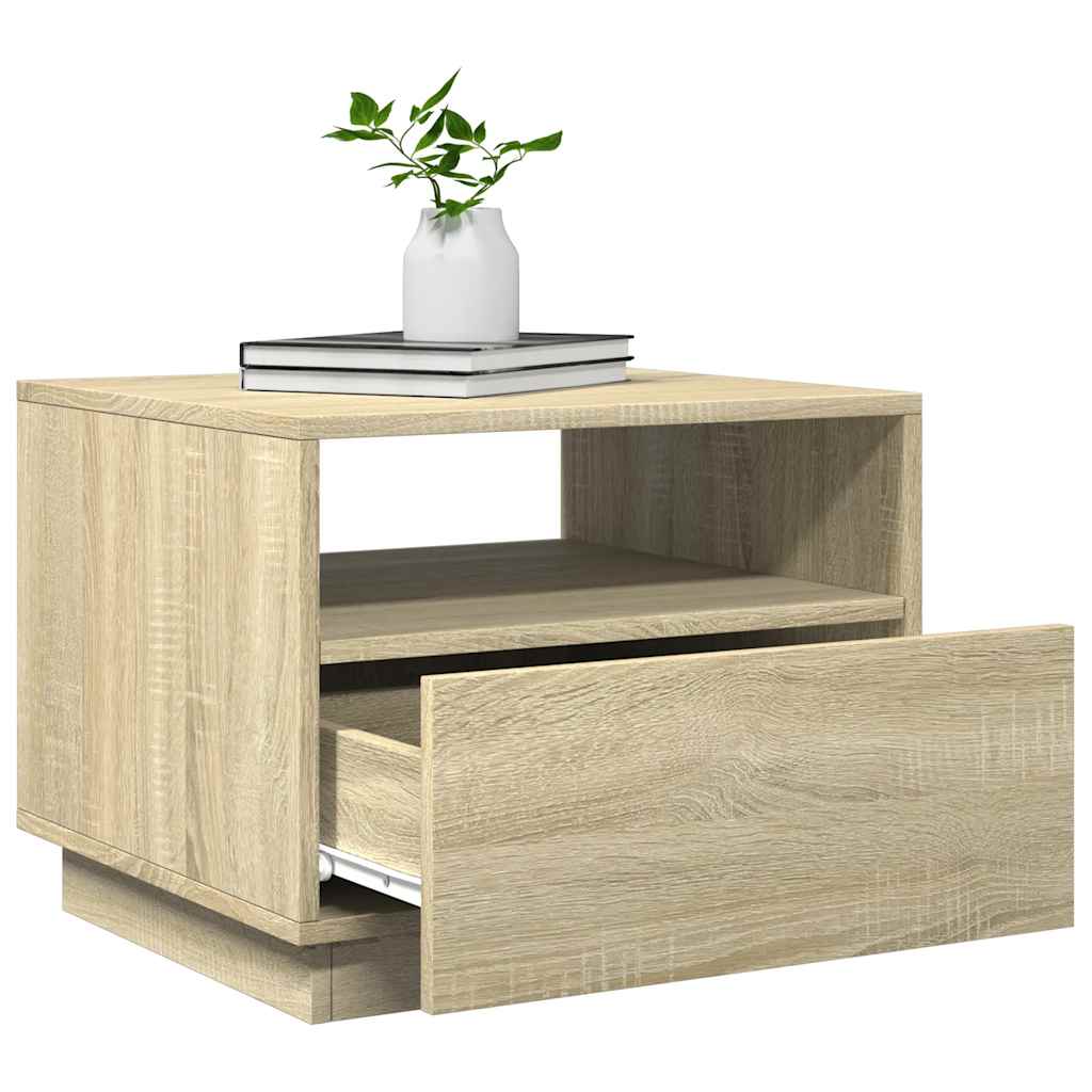 vidaXL Stolik kawowy z podświetleniem LED, dąb sonoma, 50x49x40 cm