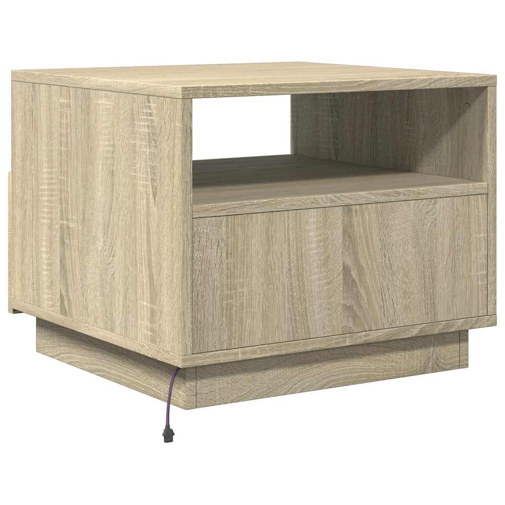 vidaXL Stolik kawowy z podświetleniem LED, dąb sonoma, 50x49x40 cm