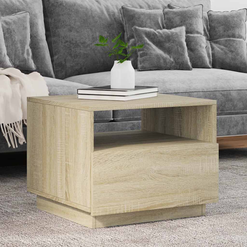 vidaXL Stolik kawowy z podświetleniem LED, dąb sonoma, 50x49x40 cm