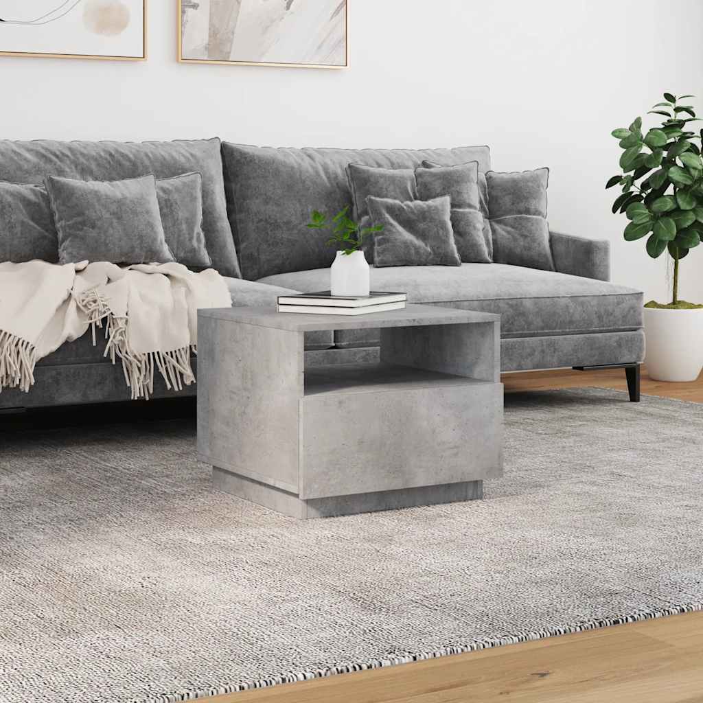 vidaXL Stolik kawowy z podświetleniem LED, szarość betonu, 50x49x40 cm