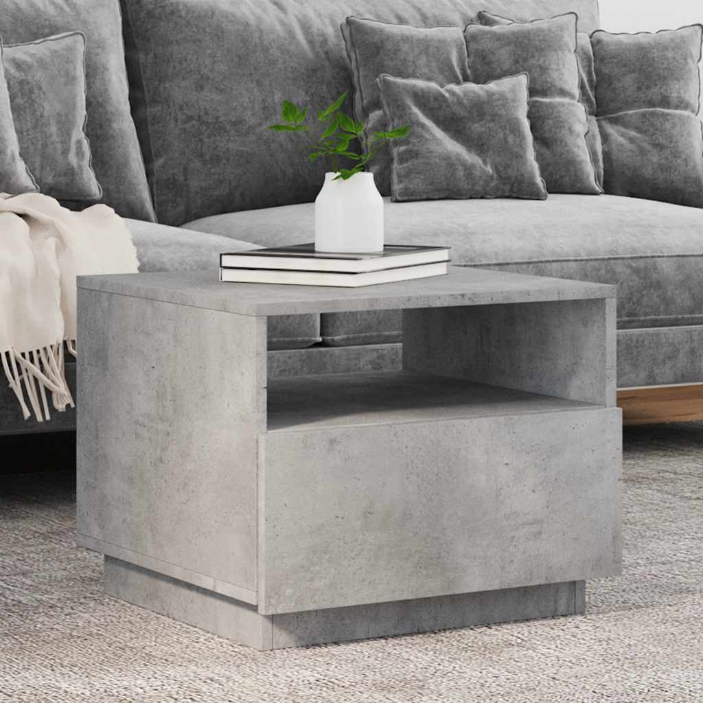 vidaXL Stolik kawowy z podświetleniem LED, szarość betonu, 50x49x40 cm