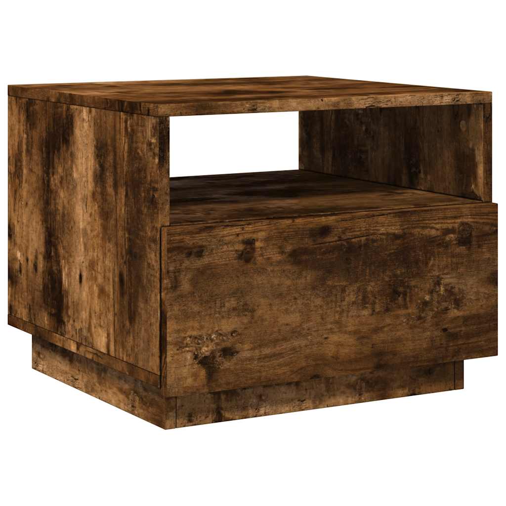vidaXL Stolik kawowy z LED, przydymiony dąb, 50x49x40 cm