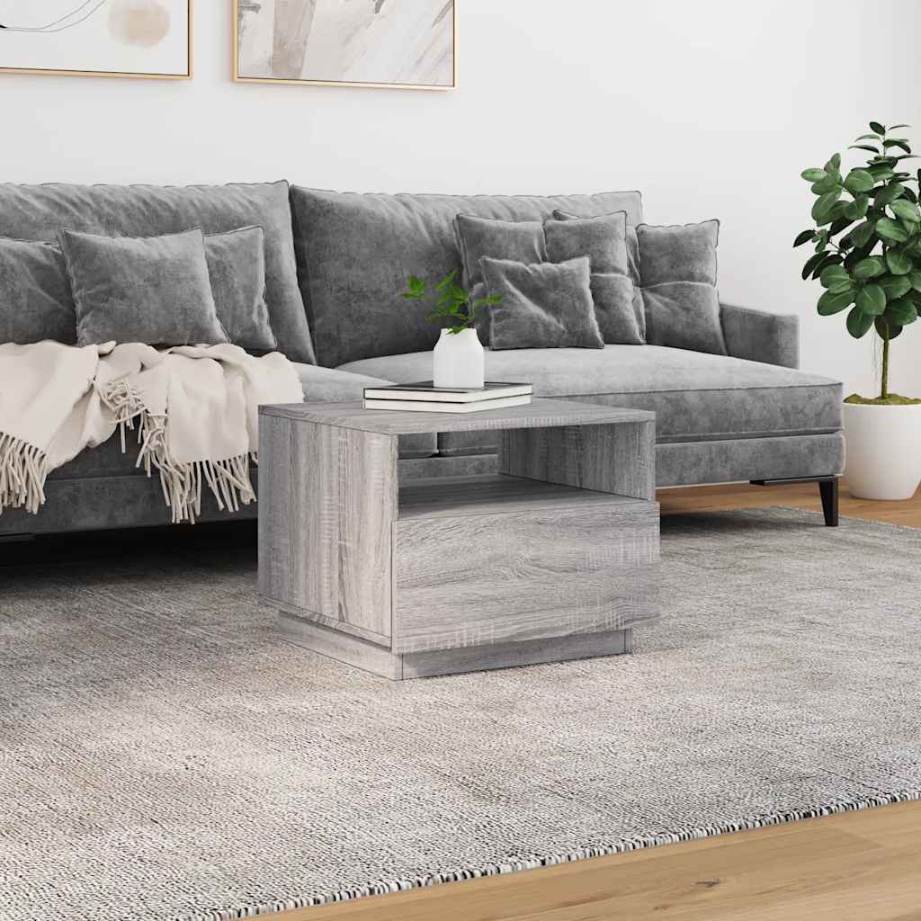 vidaXL Stolik kawowy z LED, szary dąb sonoma, 50x49x40 cm