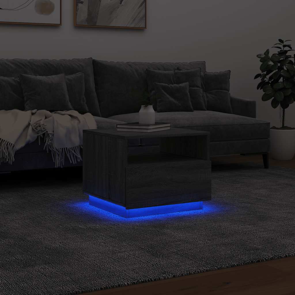 vidaXL Stolik kawowy z LED, szary dąb sonoma, 50x49x40 cm