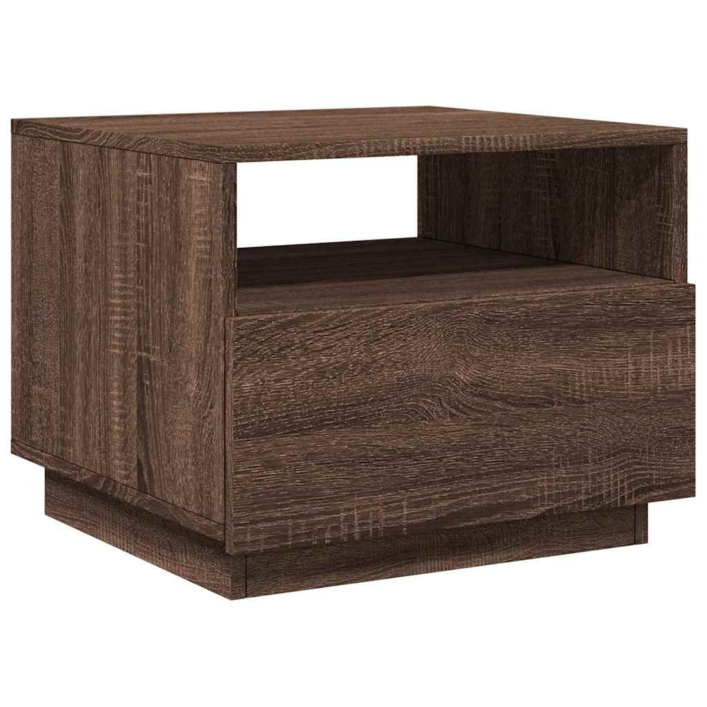 vidaXL Stolik kawowy z podświetleniem LED, brązowy dąb, 50x49x40 cm