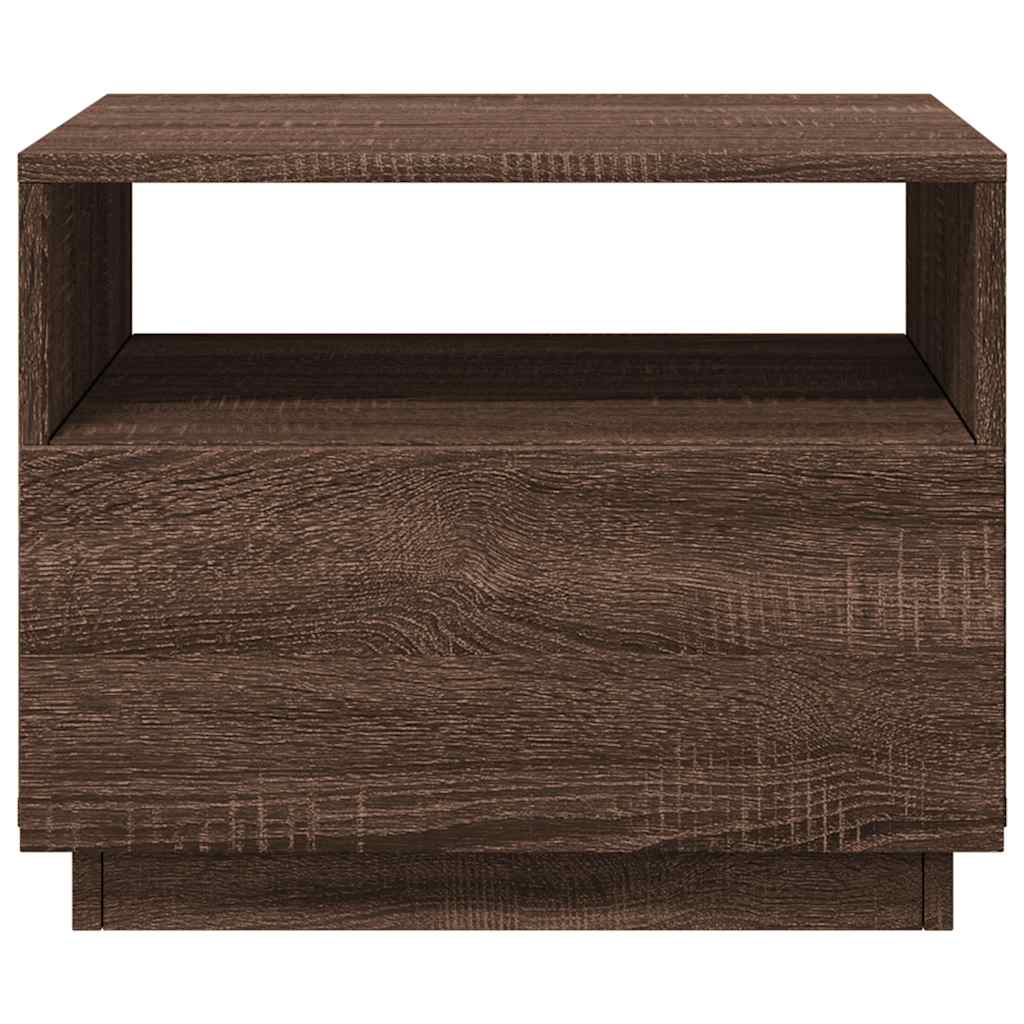 vidaXL Stolik kawowy z podświetleniem LED, brązowy dąb, 50x49x40 cm