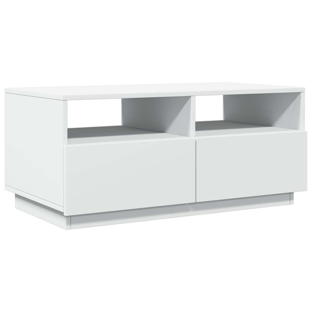 vidaXL Stolik kawowy z podświetleniem LED, biały, 90x49x40 cm