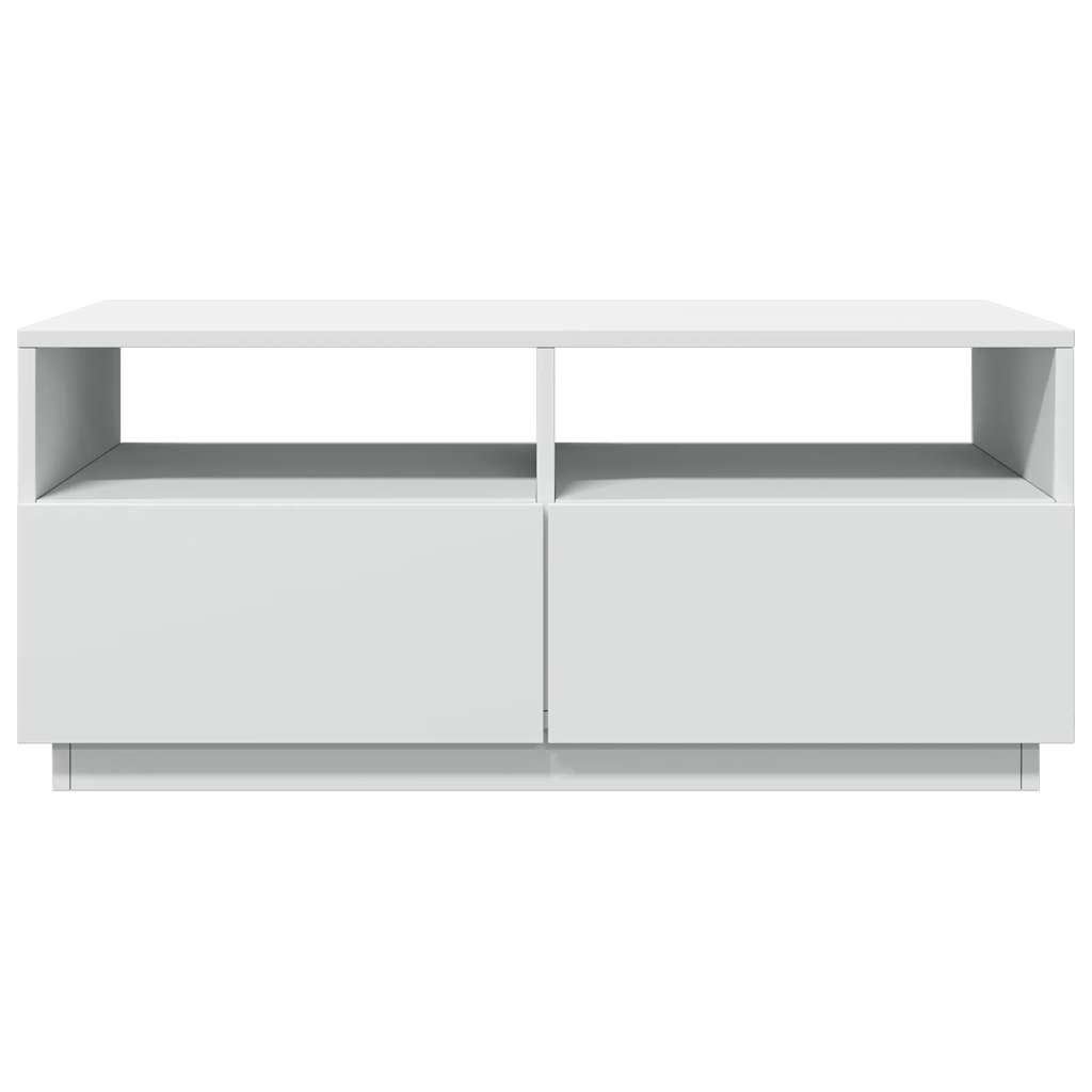 vidaXL Stolik kawowy z podświetleniem LED, biały, 90x49x40 cm
