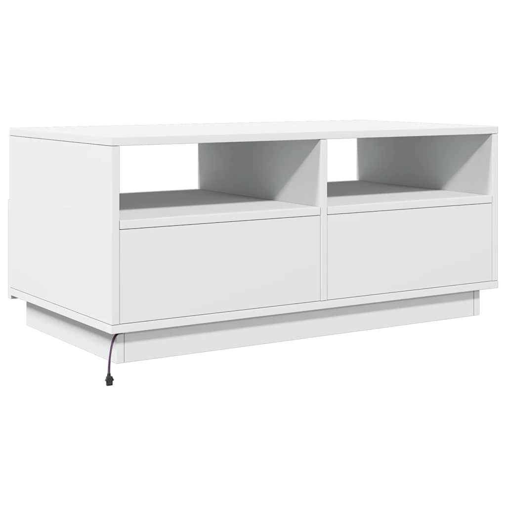 vidaXL Stolik kawowy z podświetleniem LED, biały, 90x49x40 cm