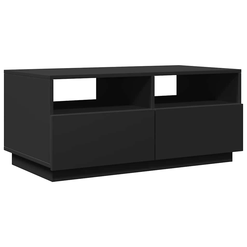 vidaXL Stolik kawowy z podświetleniem LED, czarny, 90x49x40 cm