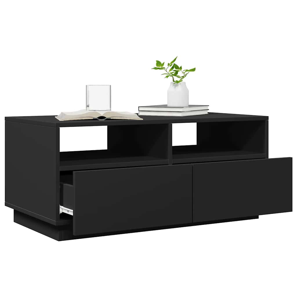vidaXL Stolik kawowy z podświetleniem LED, czarny, 90x49x40 cm