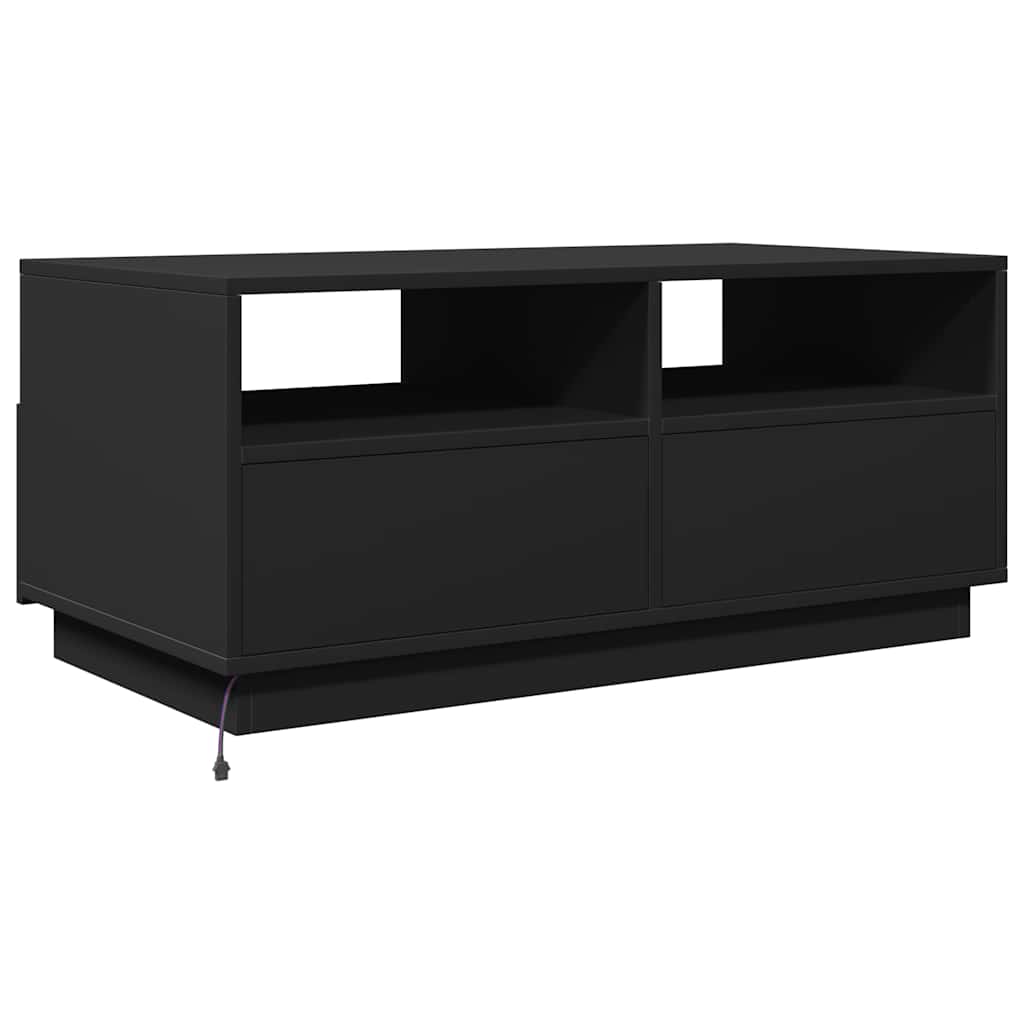 vidaXL Stolik kawowy z podświetleniem LED, czarny, 90x49x40 cm