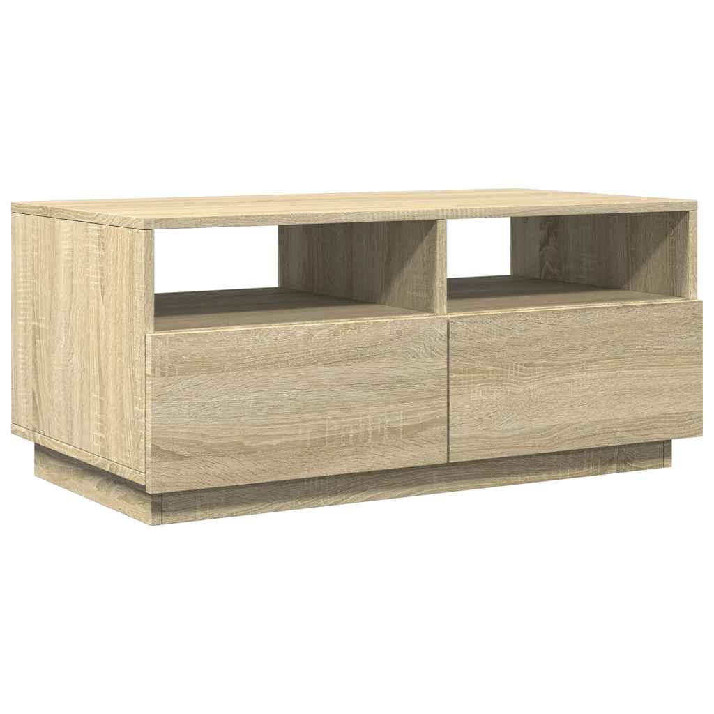 vidaXL Stolik kawowy z oświetleniem LED, dąb sonoma, 90x49x40 cm