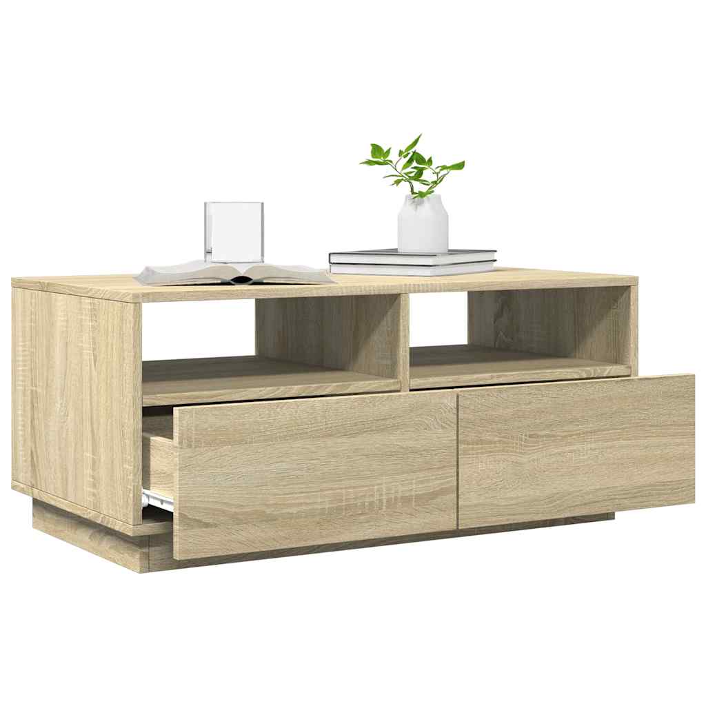 vidaXL Stolik kawowy z oświetleniem LED, dąb sonoma, 90x49x40 cm