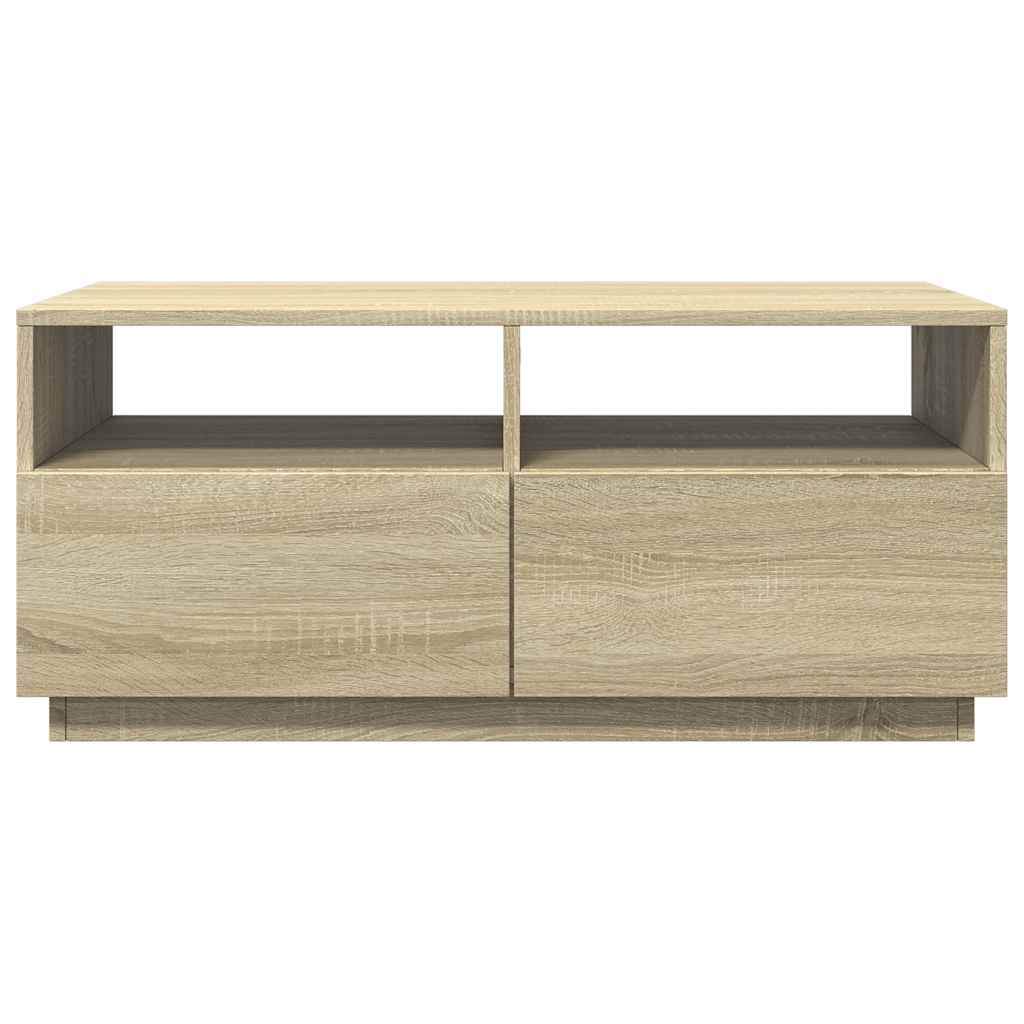 vidaXL Stolik kawowy z oświetleniem LED, dąb sonoma, 90x49x40 cm