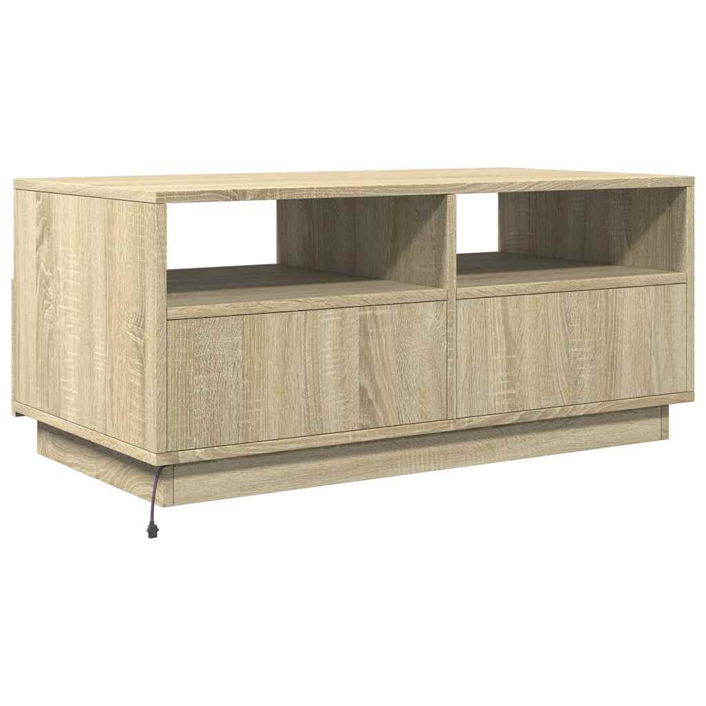 vidaXL Stolik kawowy z oświetleniem LED, dąb sonoma, 90x49x40 cm