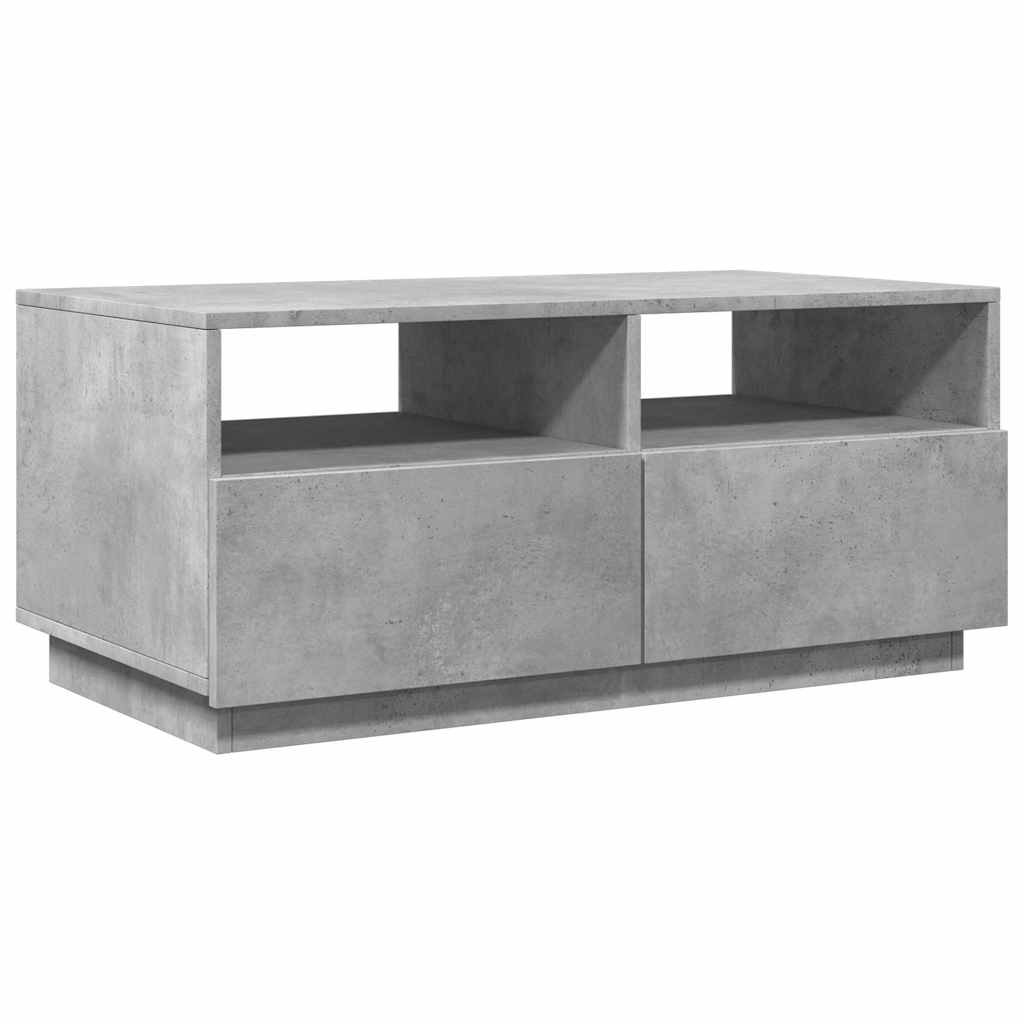 vidaXL Stolik kawowy z oświetleniem LED, szarość betonu, 90x49x40 cm