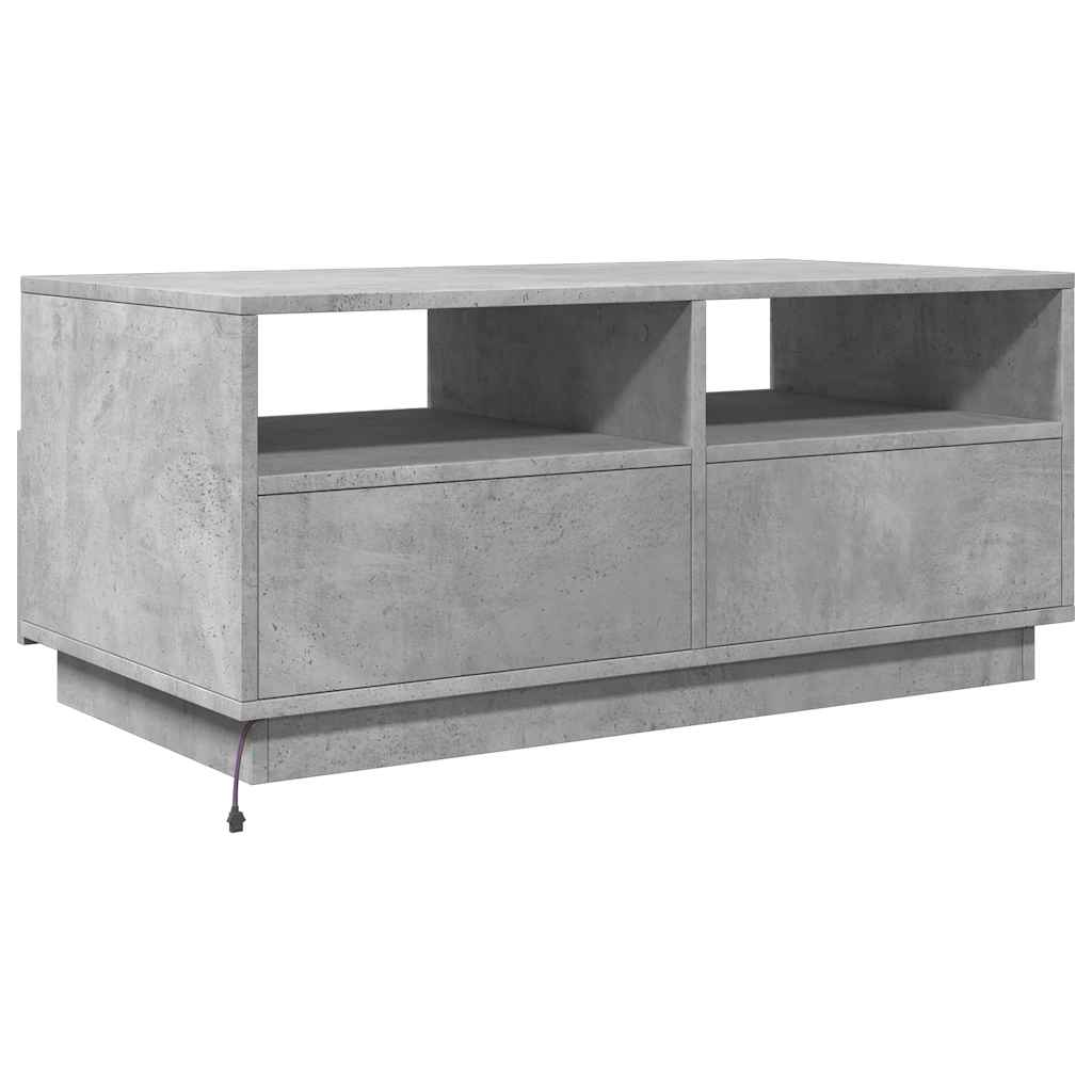 vidaXL Stolik kawowy z oświetleniem LED, szarość betonu, 90x49x40 cm